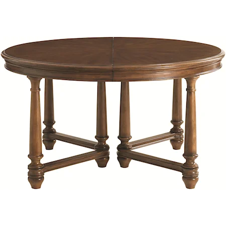 Salem Round Dining Table with Decorative Double V Turned Leg Design
